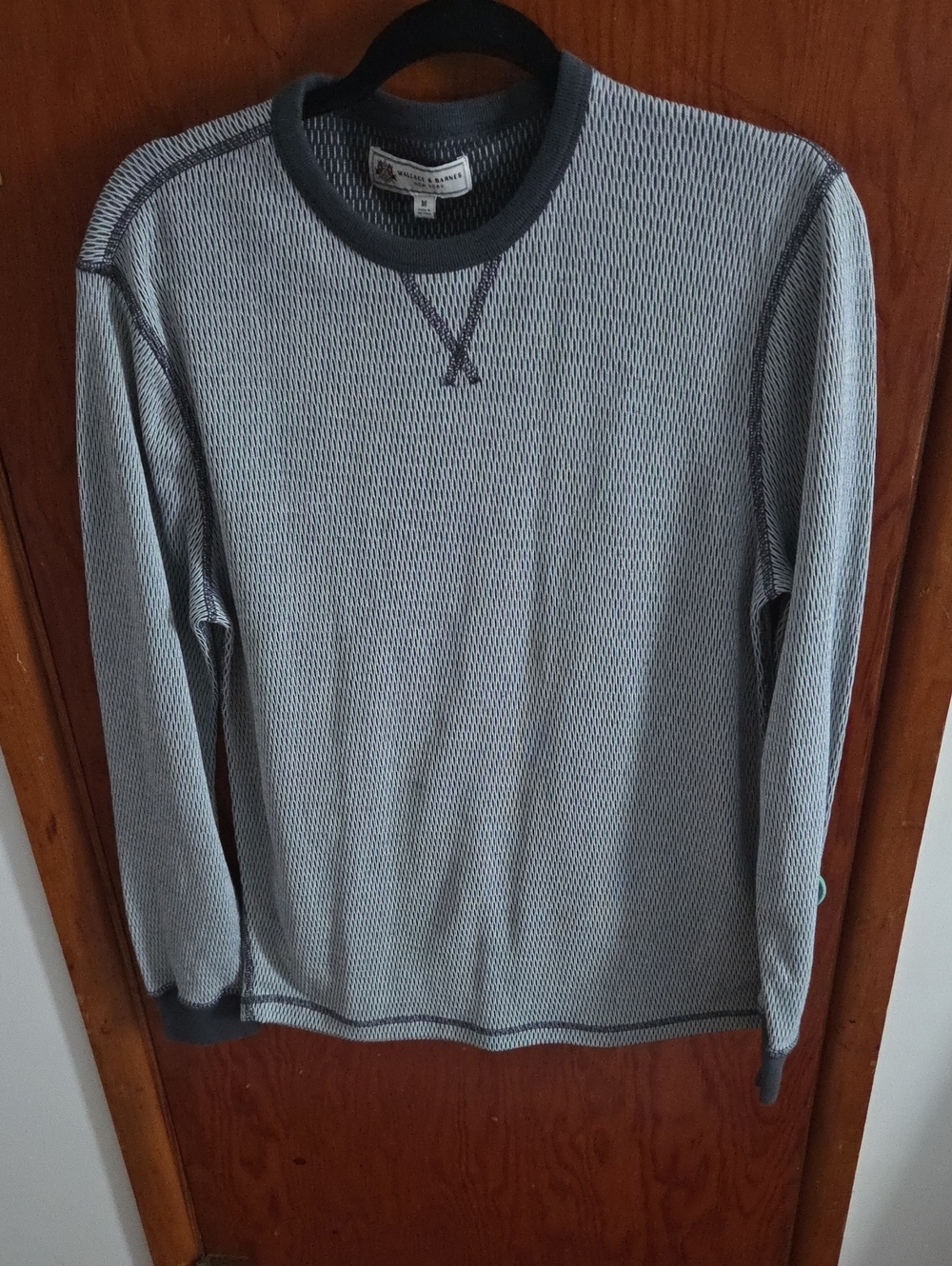 Men's Crewneck Sweater in Light Gray with Dark Trim